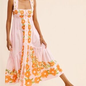 Floral Pink and Orange Maxi Dress